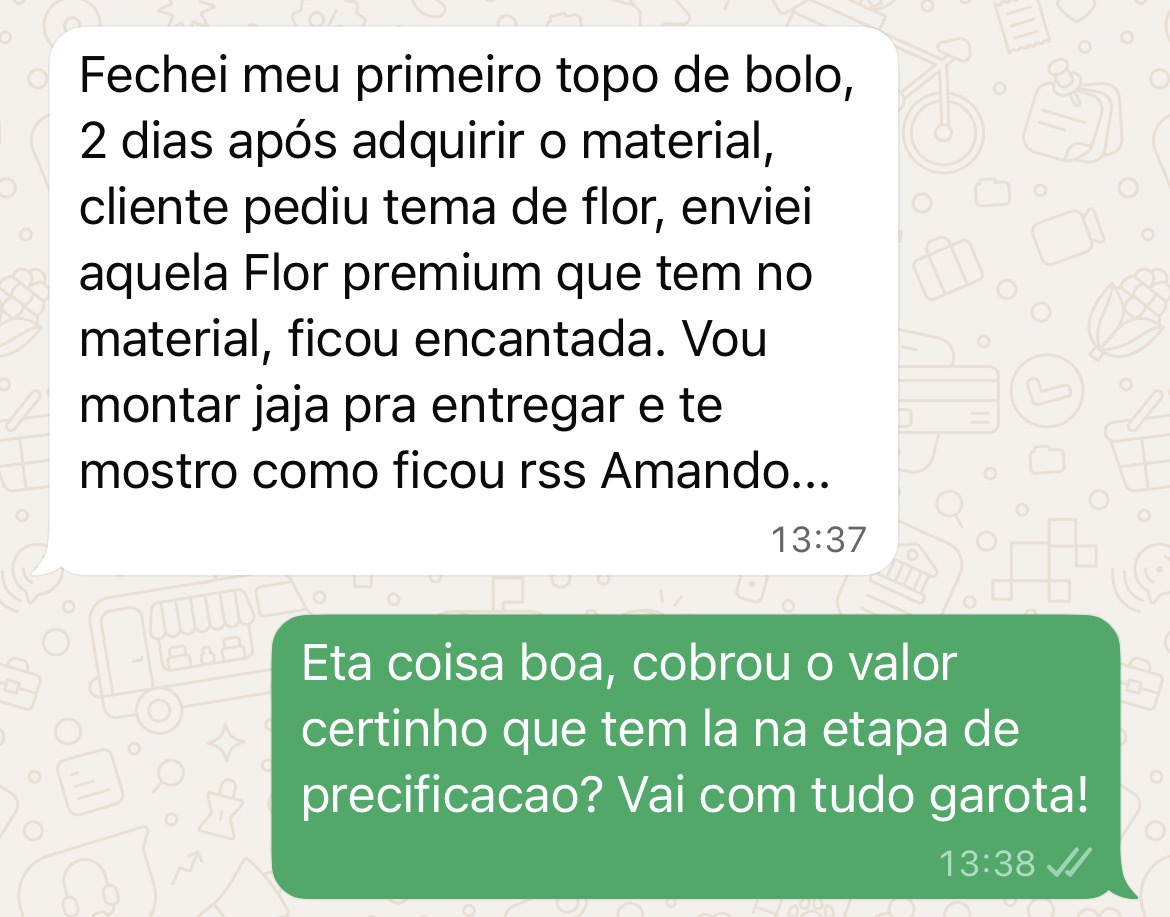 Depoimento primeiro topo de bolo vendido